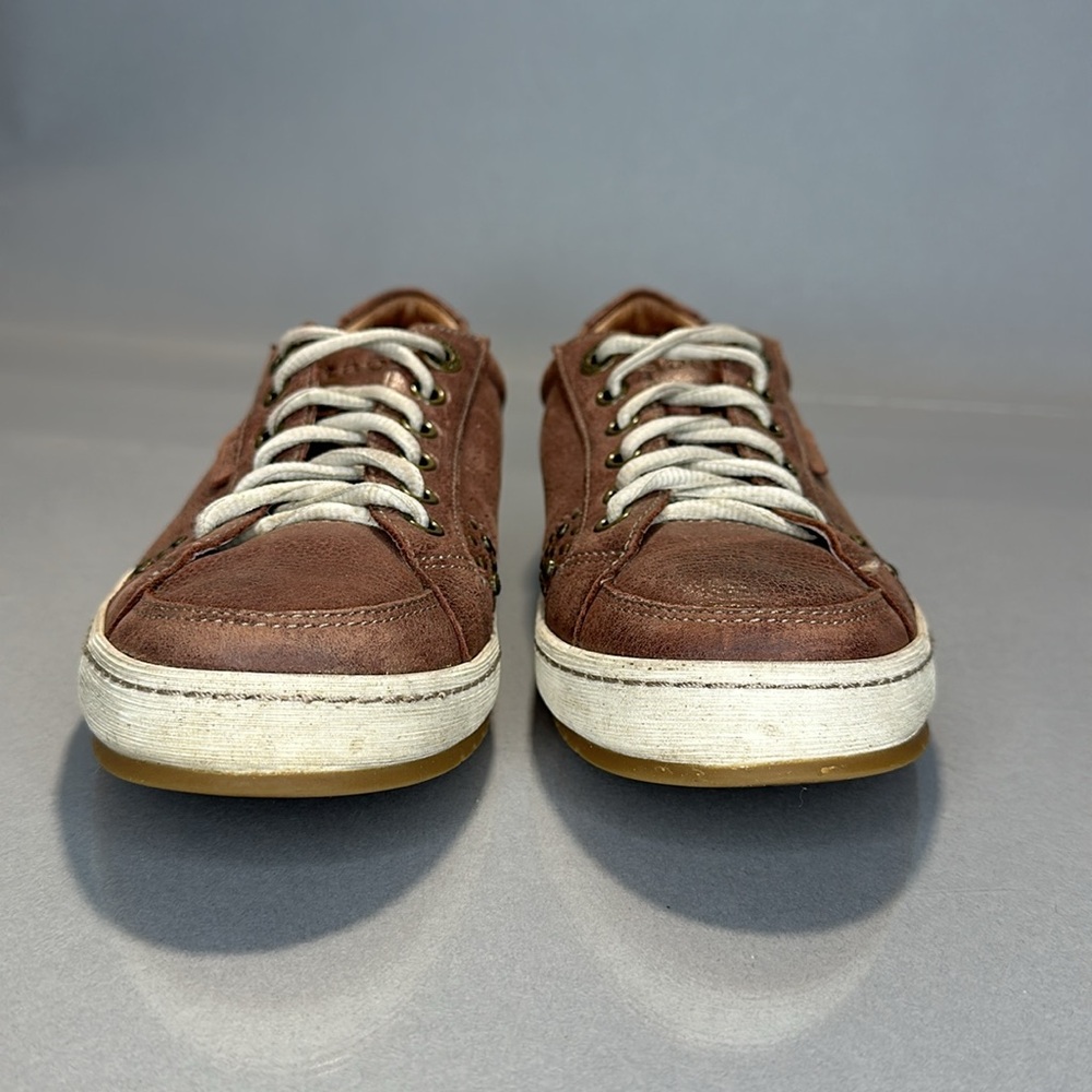 Women's Casual Perforated Leather Sneaker - Brown - Picture 6 of 12